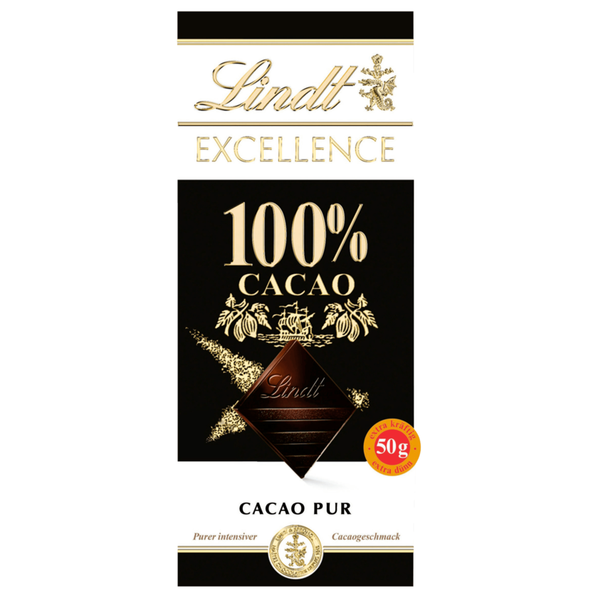 Lindt Excellence Schokolade Cacao Pur 100% Cacao 50g